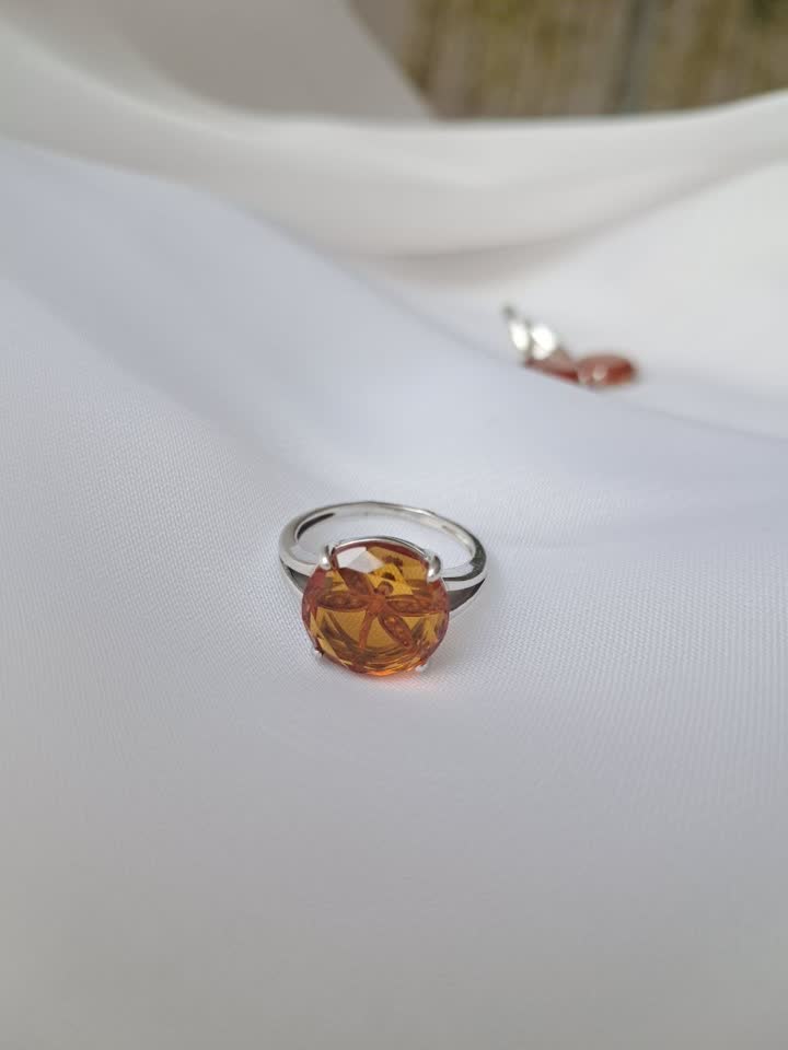 Серебряный набор серёжки + колечко «Стрекозы»