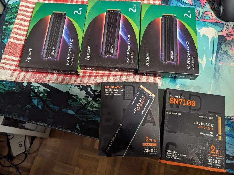 Apacer AS2280Q4U, WD Black SN7100, WD SN850X 2TB