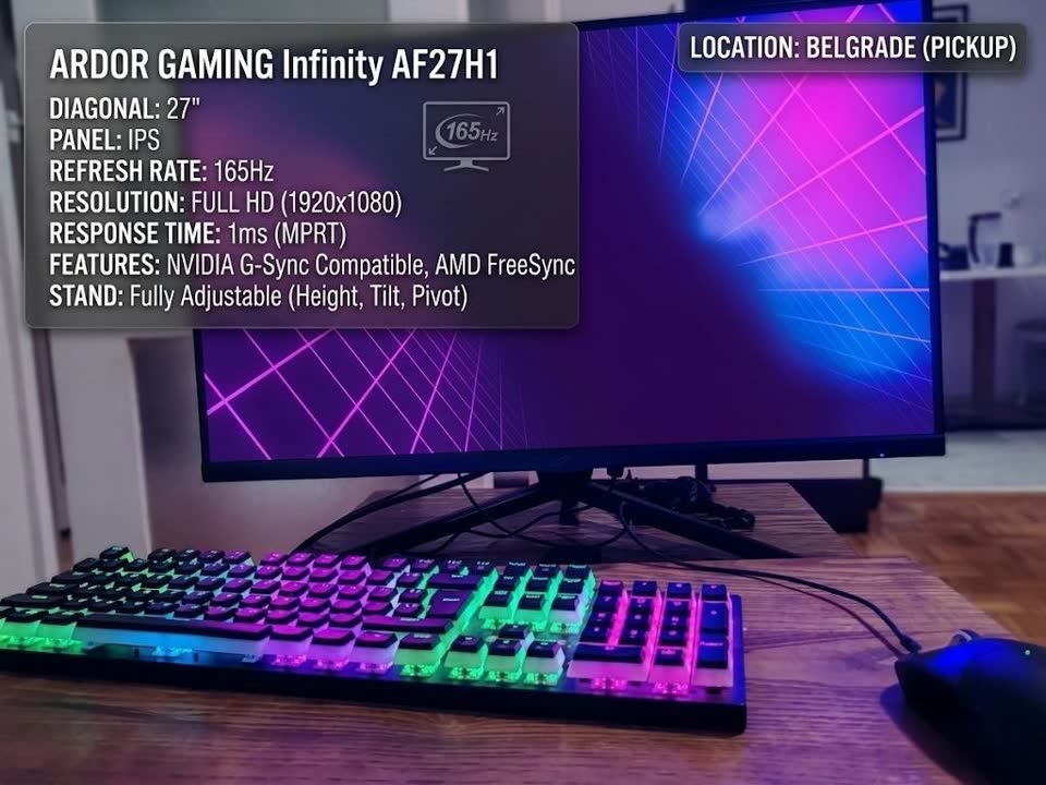 Gejmerski monitor 27" ARDOR GAMING Infinity AF27H1 (165 Hz, IPS)