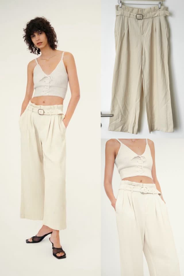 Широкие брюки с поясом ZARA