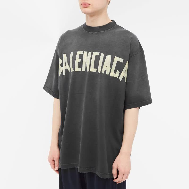 Футболка Balenciaga лого размера XS с washed-эффектом