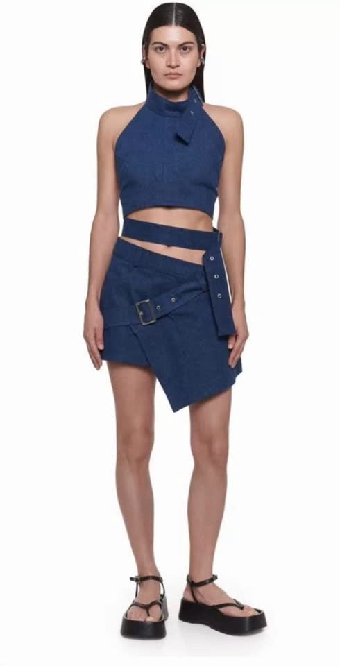 Джинсовый комплект топ + асимметричная мини-юбка от Capparel.21est