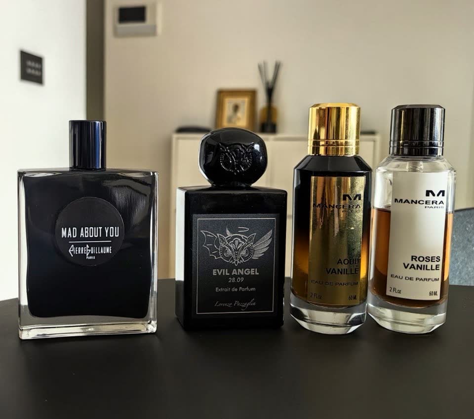 Mad About You Pierre Guillaume Paris, Evil Angel Lorenzo Pazzaglia, Aoud Vanille Mancera, Roses Vanille Mancera