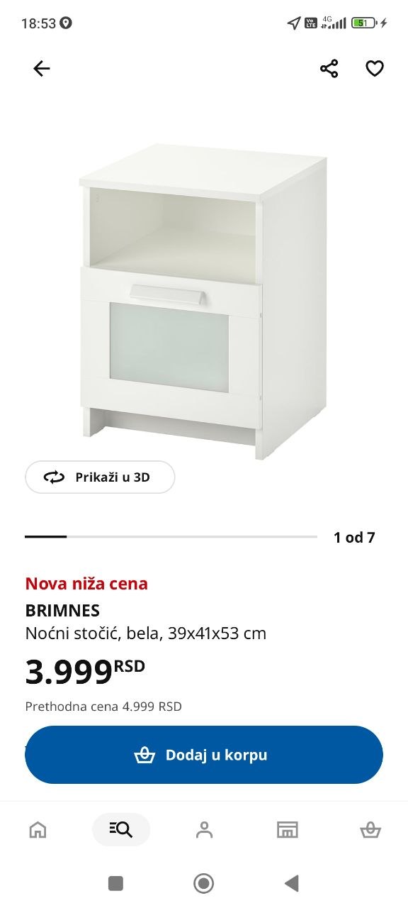 Noćni stočić Ikea BRIMNES