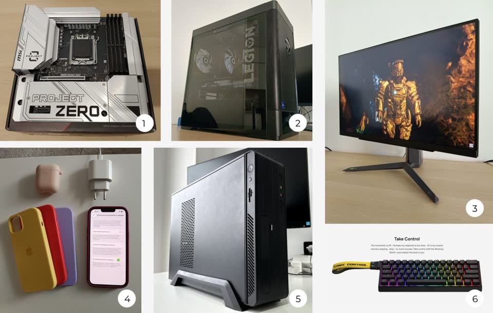 Prodaja nekoliko proizvoda: matična ploča MSI, gejming PC Lenovo, monitor LG, iPhone 13, kućište ZEUS, tastatura Wooting