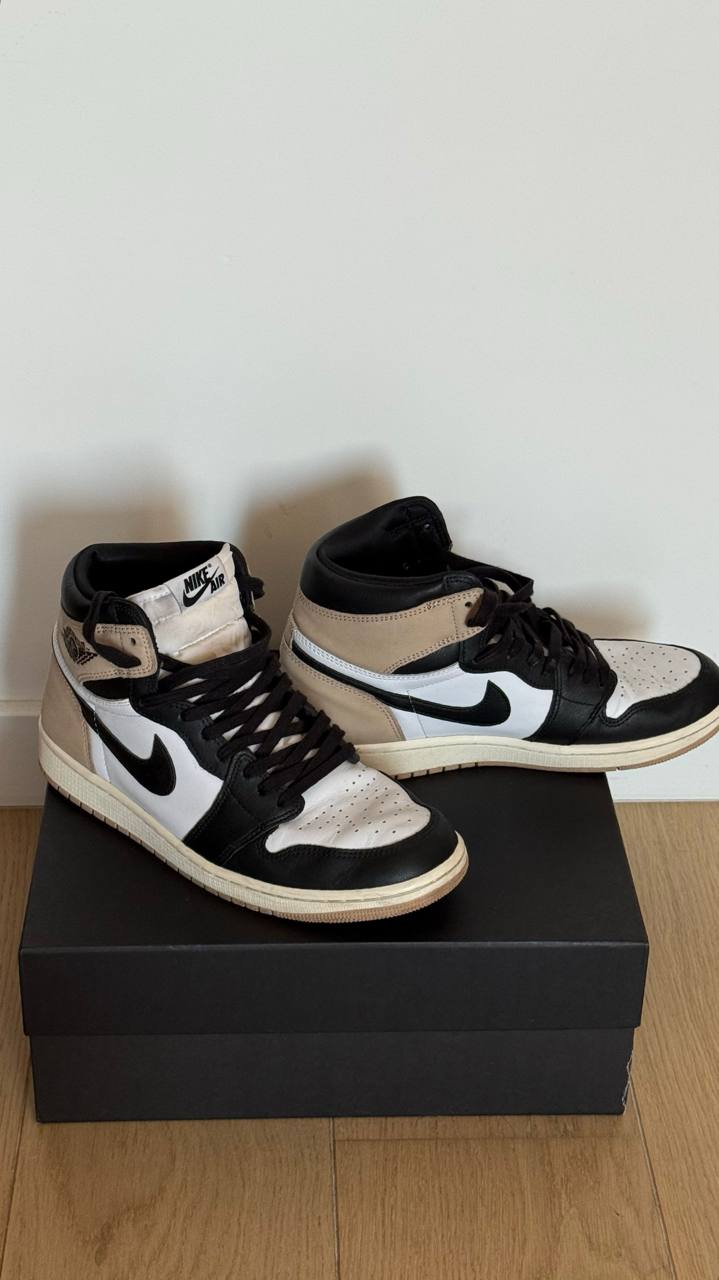 Оригинальные мужские кроссовки Nike Air Jordan 1 High Retro OG Black / White / Latte