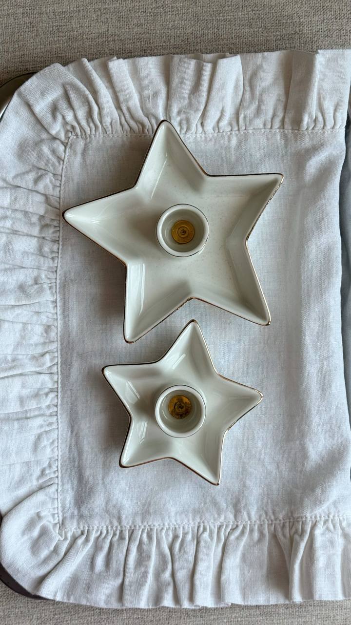 Svećnjaci Zara Home Christmas collection, set od 2 kom sa zlatnim obrubom