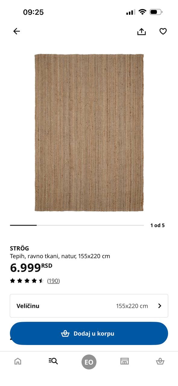 Продам новый ковер STRÖG 155х220 за 6000к, не подошел по размеру