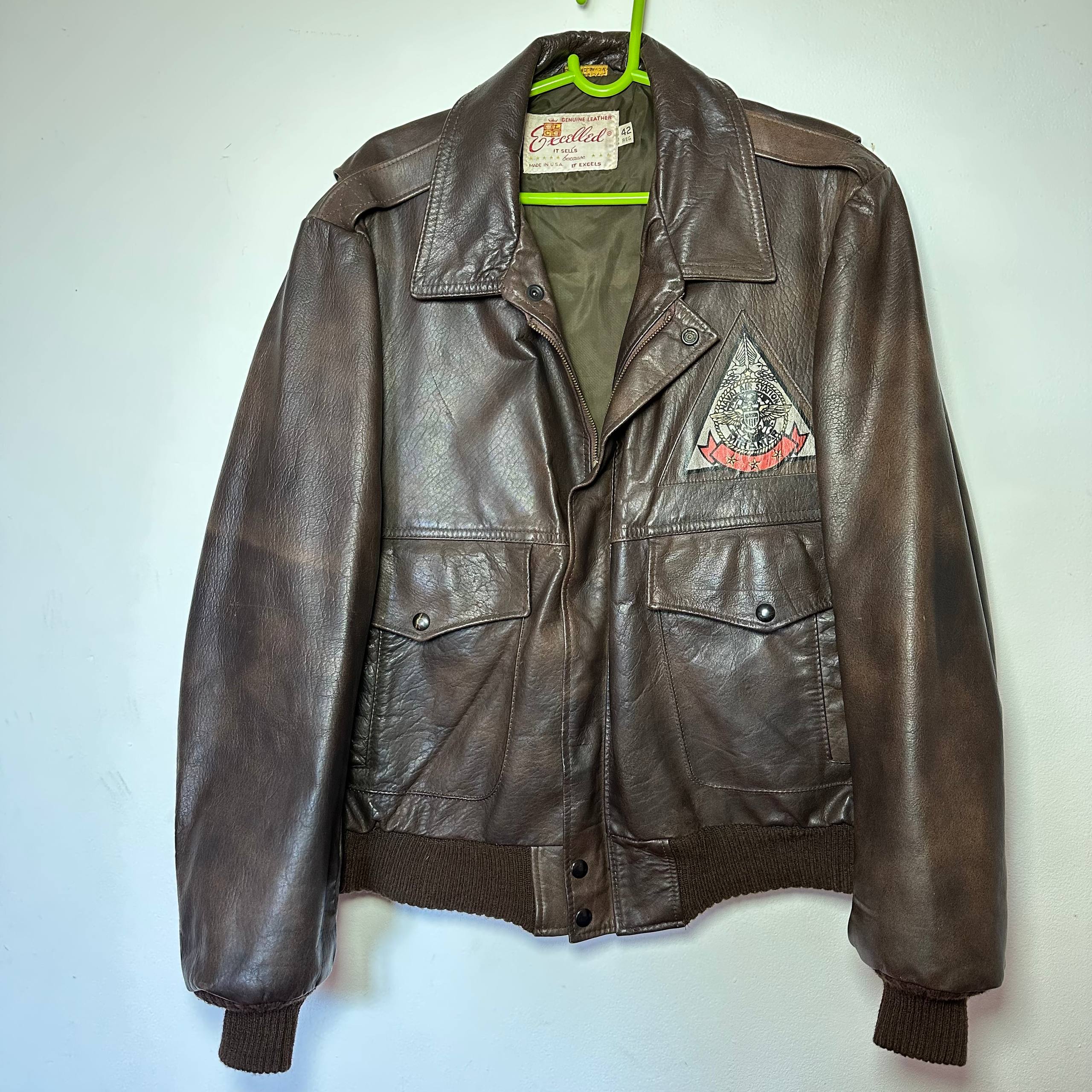 Vintage Excelled A-2 Flight Jacket, Made in USA, NAS Miramar