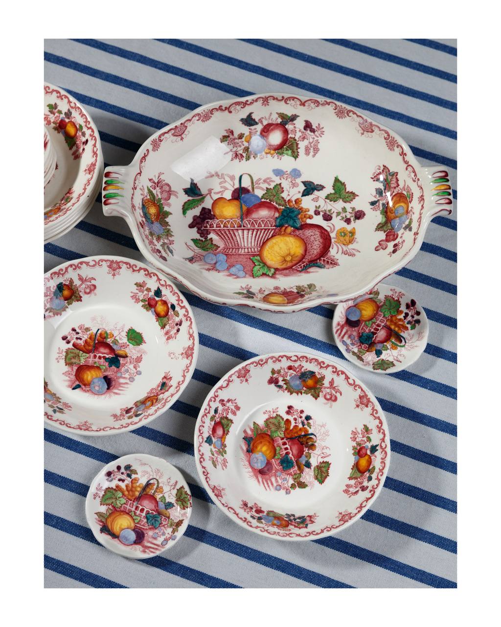Винтажный английский набор Mason’s Ironstone «Fruit Basket» 1940–1950-е годы