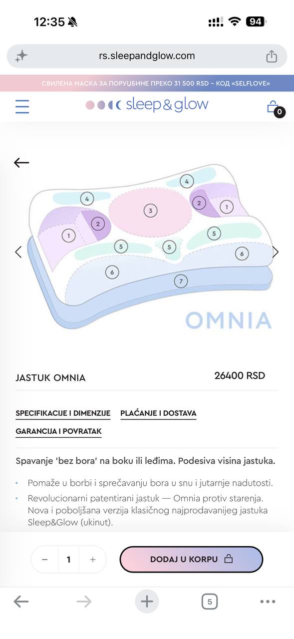 Dve jastuka Beauty Sleep Omnia anti-age