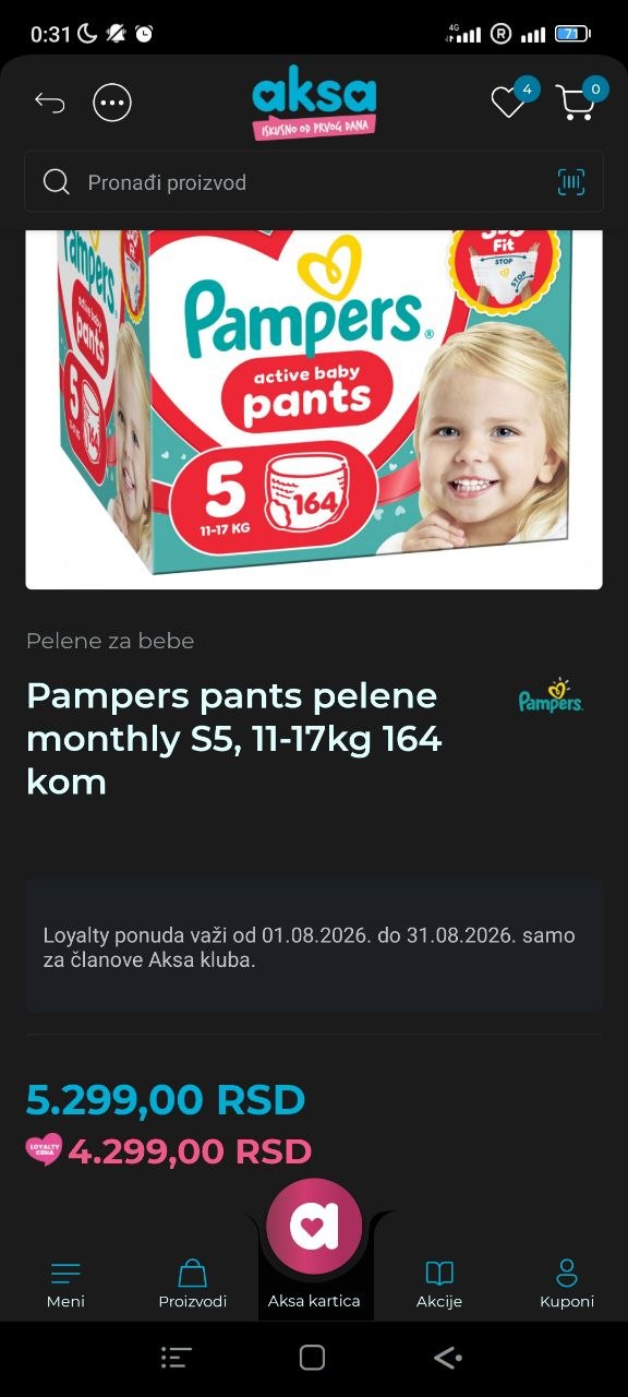 Prodajem pelene-gaćice Pampers Active Baby 5