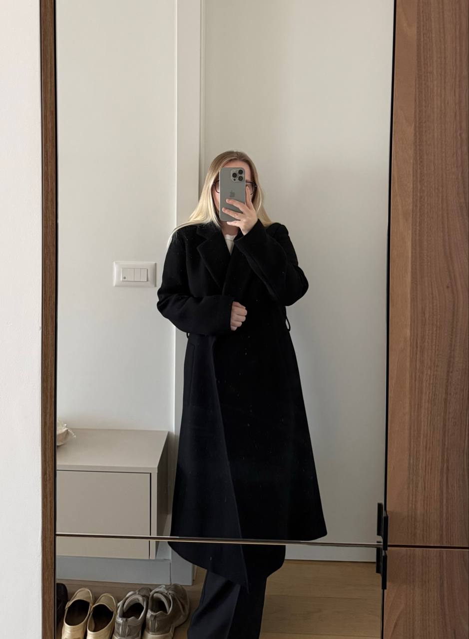 Чёрное пальто Massimo Dutti, размер 36 / S