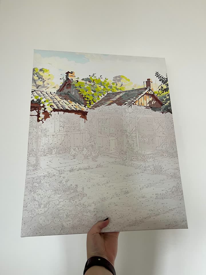 Начатая картина по номерам 40×50