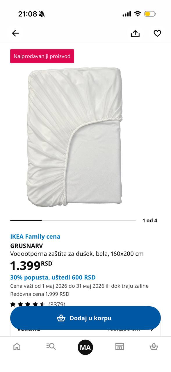 Vodootporna čaršav 160/200