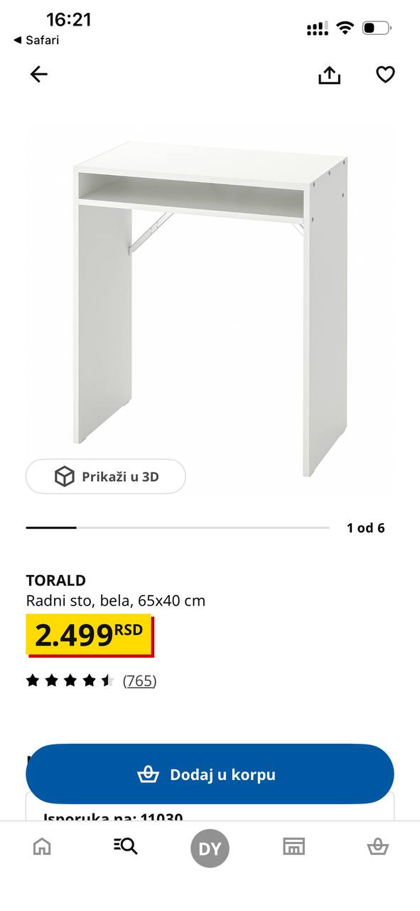 Kompaktan radni sto IKEA TORALD bele boje