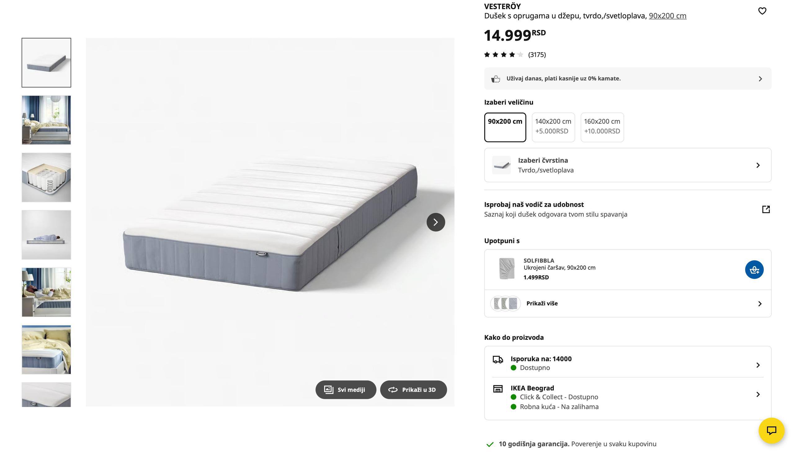 Prodaje se dušek IKEA VESTERÖY 90x200 cm