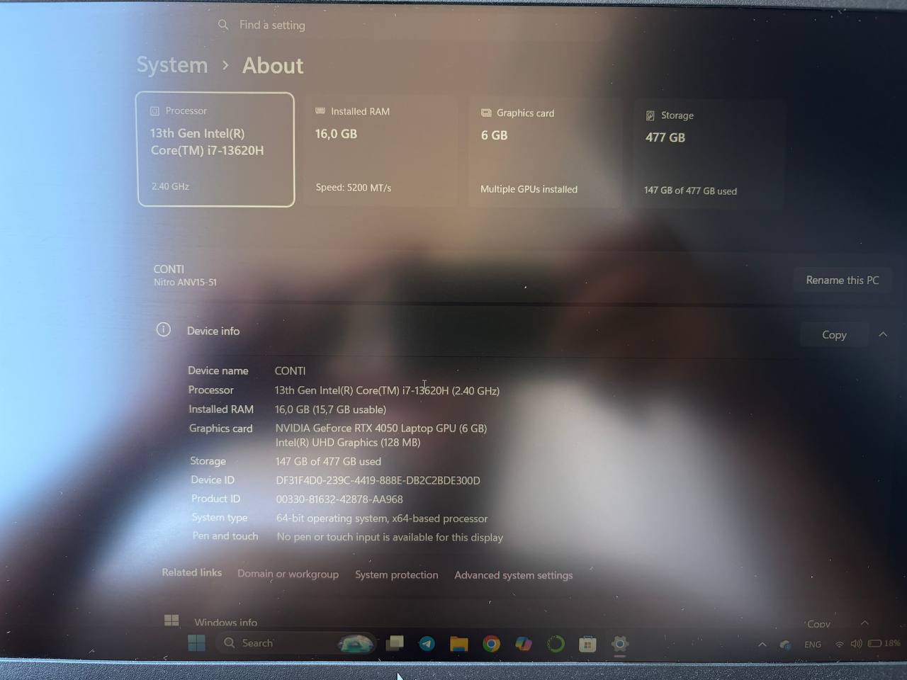 Prodaje se laptop Acer Nitro ANV15-51 (165 Hz, izdanje 2023. godine)
