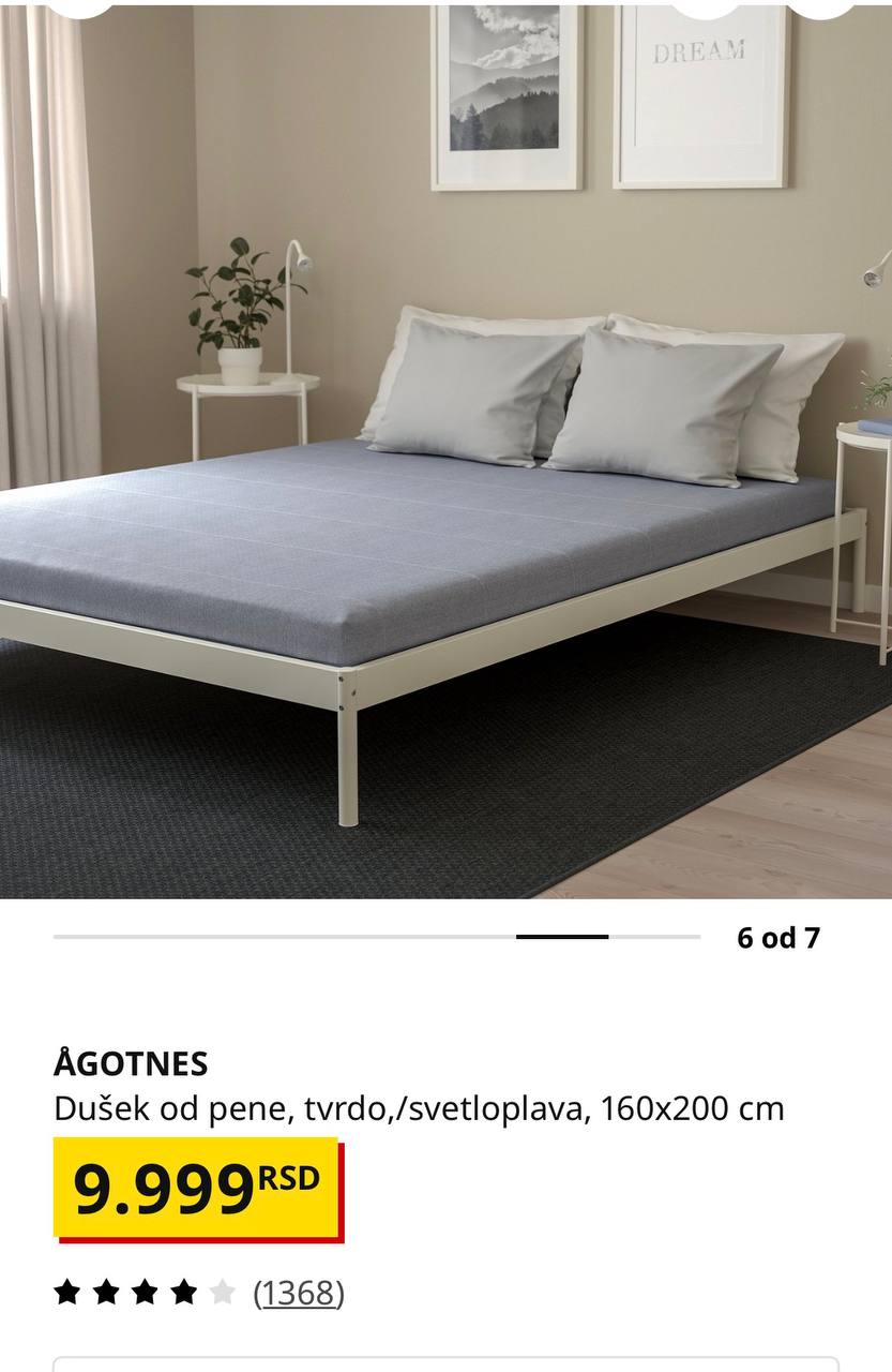 Dušek IKEA ÅGOTNES 160x200 cm