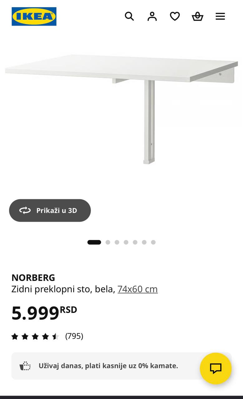 Подвесной-складной стол IKEA Norberg