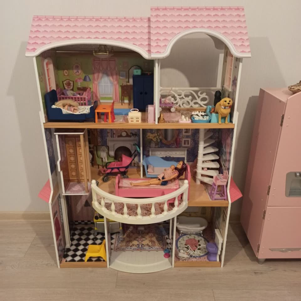 Дом для кукол Kidkraft для Барби кукол до 30 см + мебель для домика + куклы