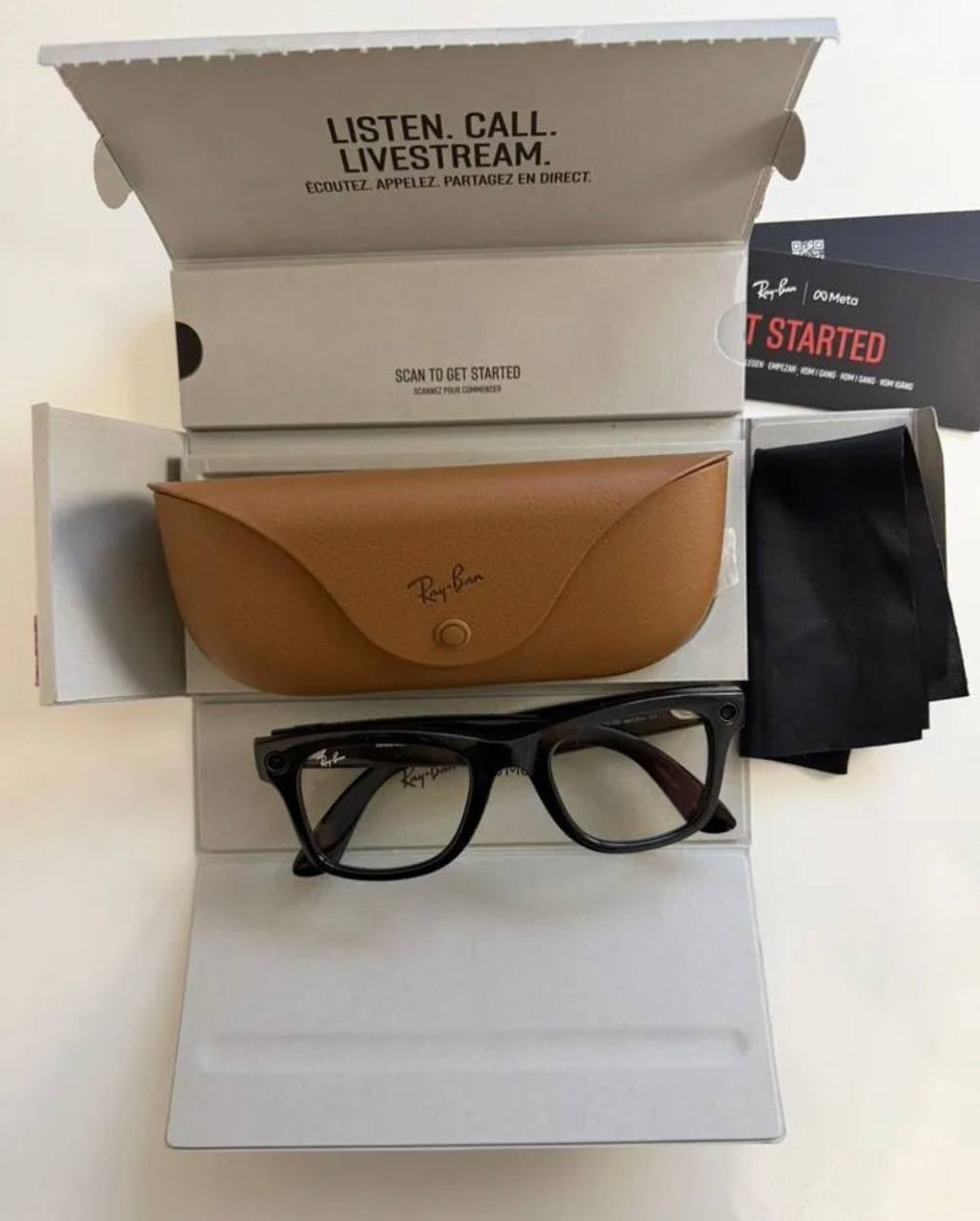 Meta Rayban Wayfarer Clear, черная рама