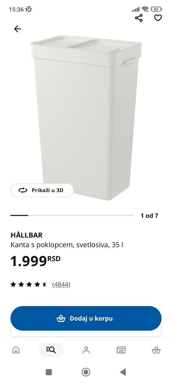 Ikea HALLBAR kanta od 35 l