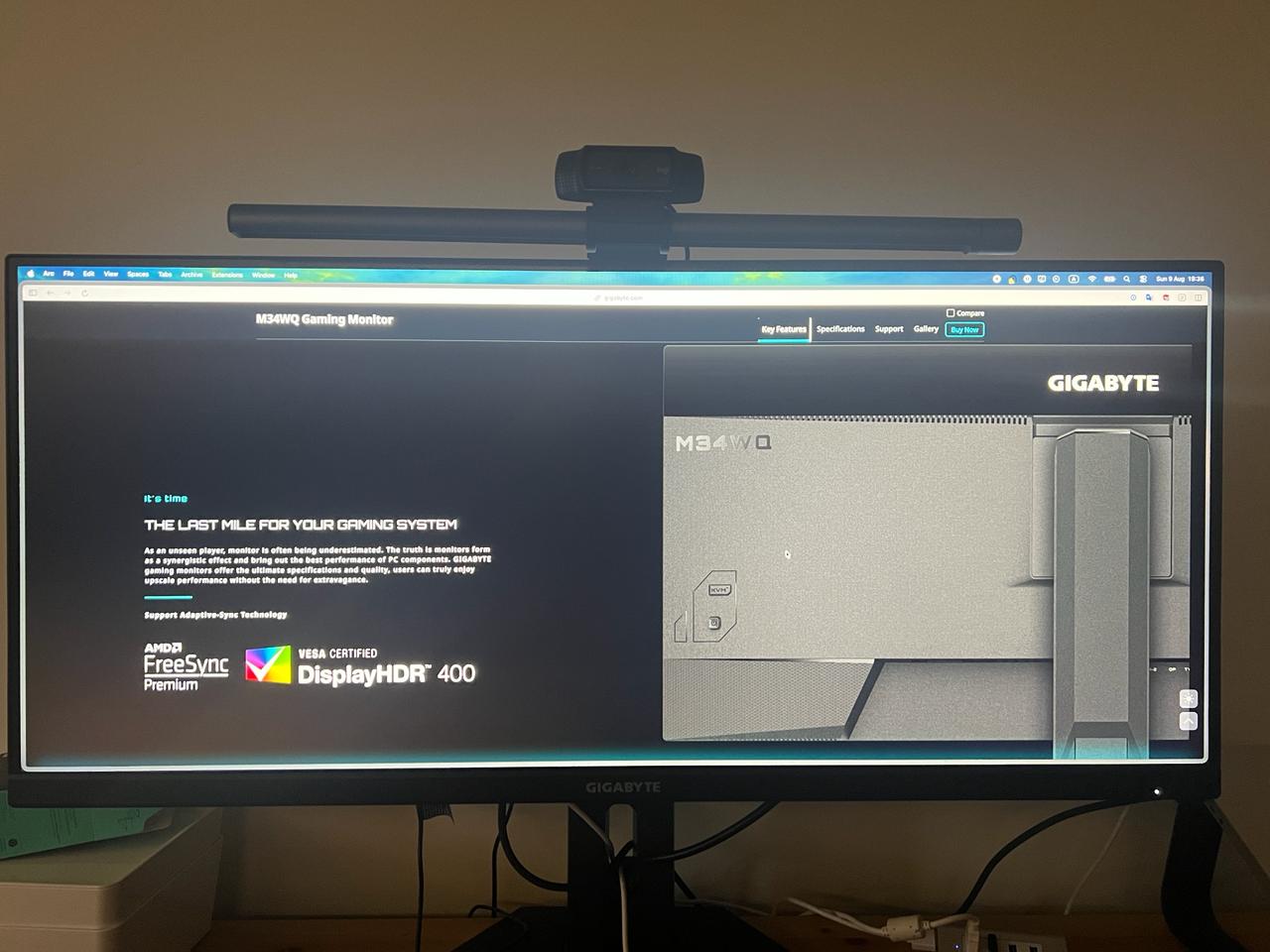 Gigabyte M34WQ — 34" IPS ultrawide, 3440×1440, 144 Hz, KVM