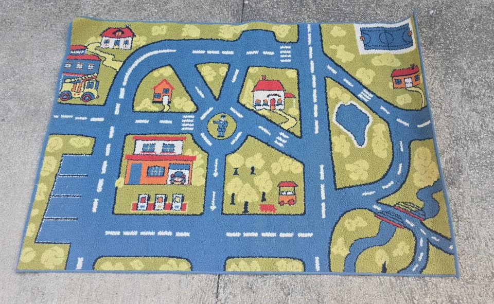 Детский ковер - vintage 1990s car city map play rug