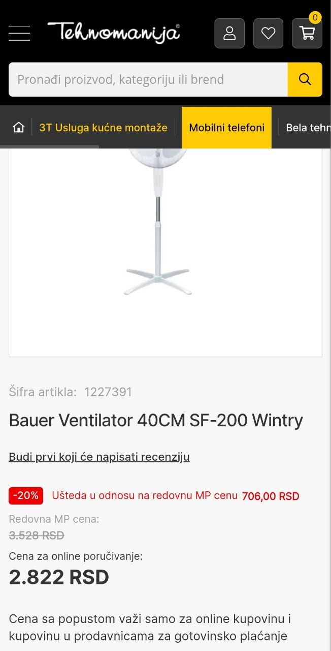 Bauer SF200 beli ventilator