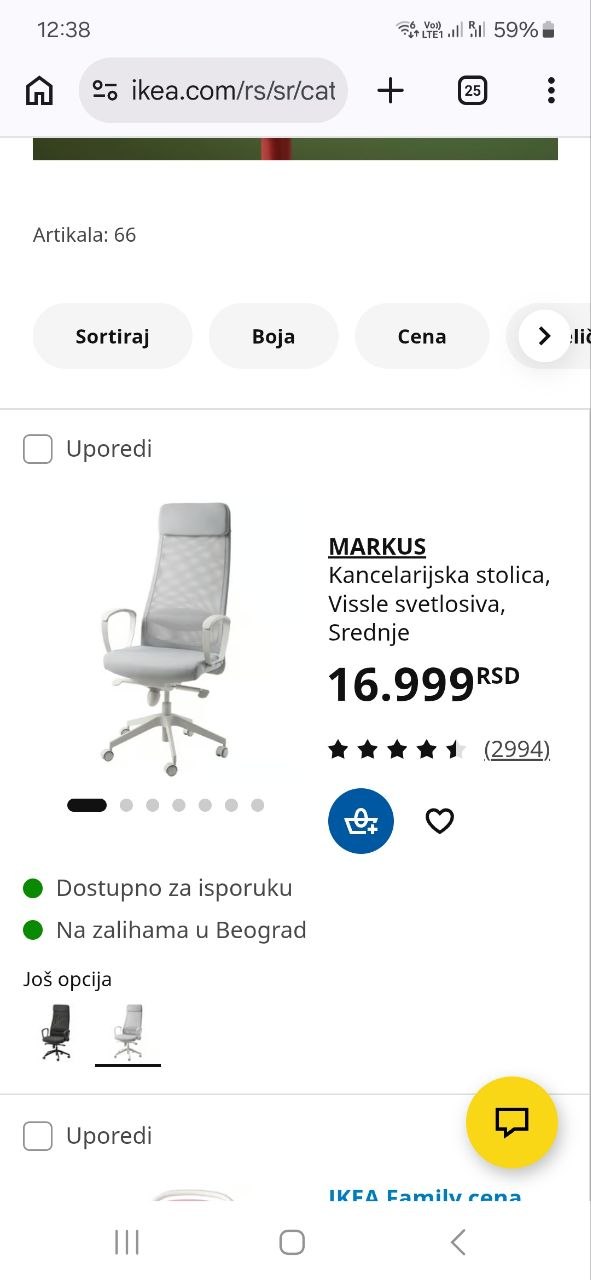 2 kancelarijske stolice IKEA MARKUS