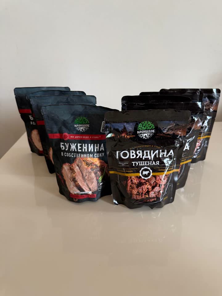 Тушёнка «Кронидов», говядина + буженина (Россия)