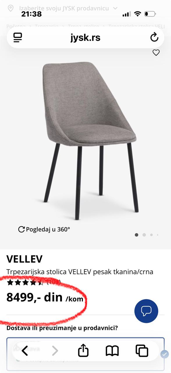 Prodajem 4 stolice JYSK
